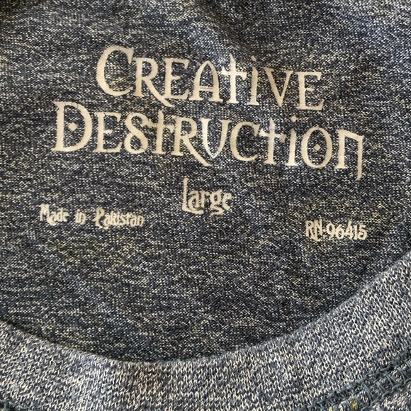 Creative Destruction Short Sleeve T-Shirt Men’s size L Blue W/Yellow Kangaroos - Picture 4 of 13